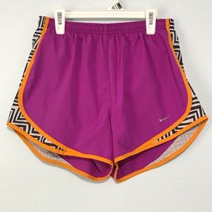 Nike Dri Fit Shorts Womens Size M Purple Orange Activewear Running Athletic Gym